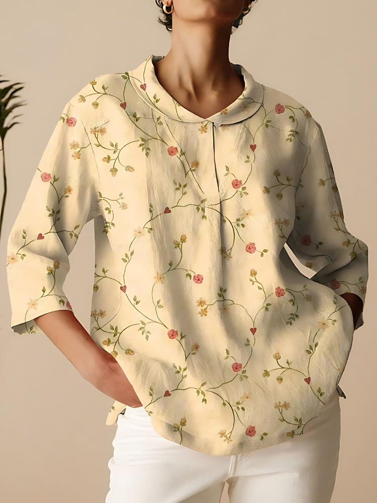 Cora | Vintage Floral Art Print 3/4 Sleeve Shirt