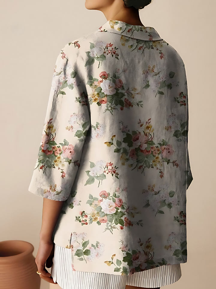 Josina | Vintage Floral Art Print 3/4 Sleeve Shirt