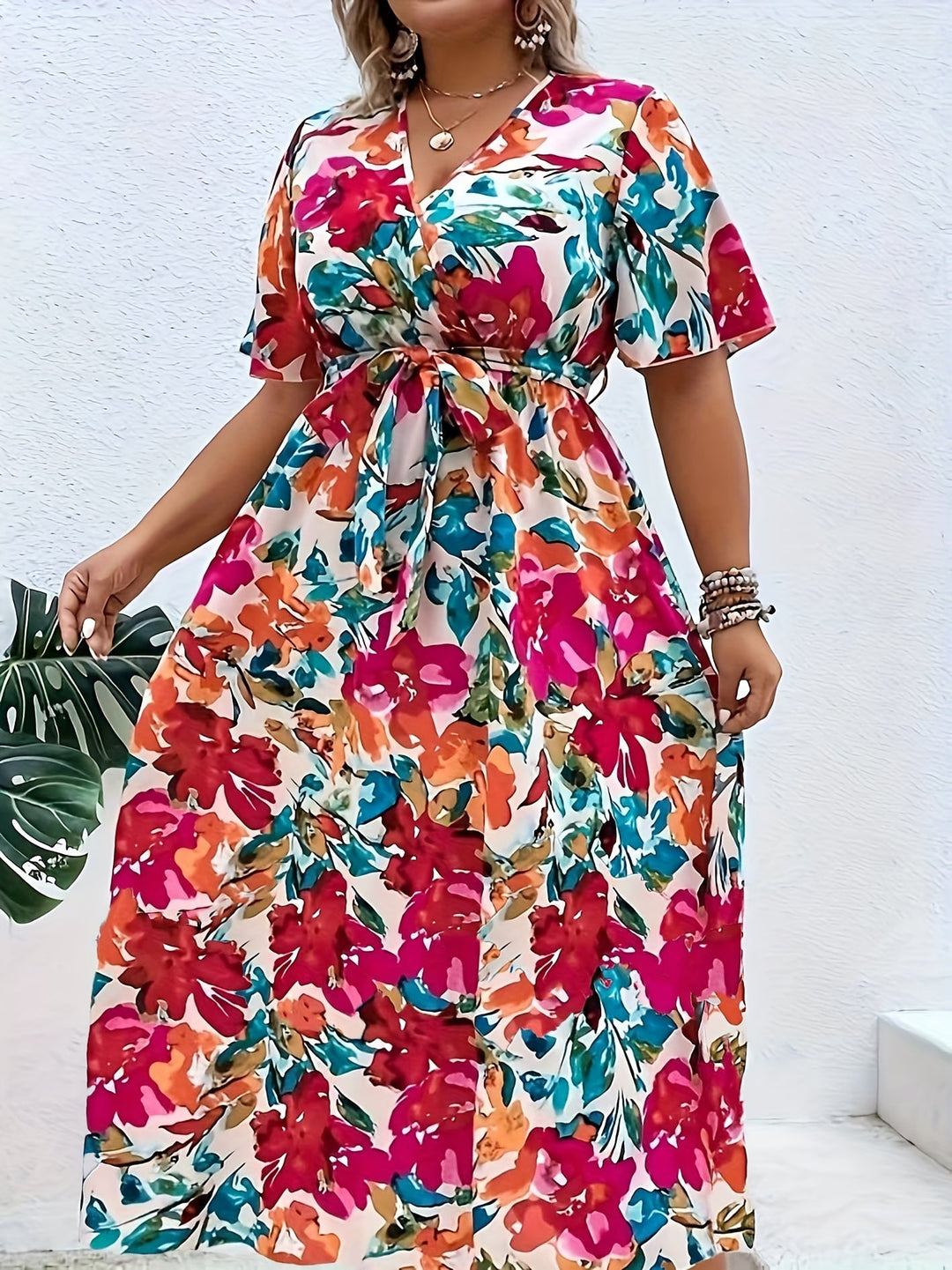 Jade | Plus size flower dress