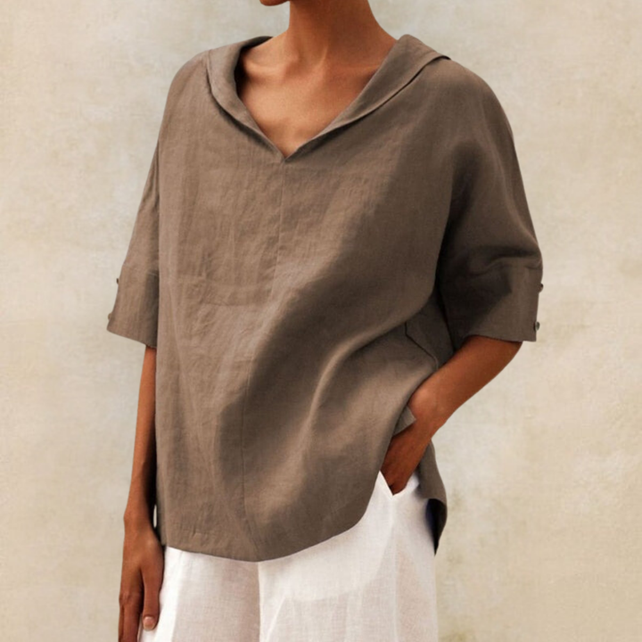 Romee™ | Women's V-Neck Casual Linen Shirt