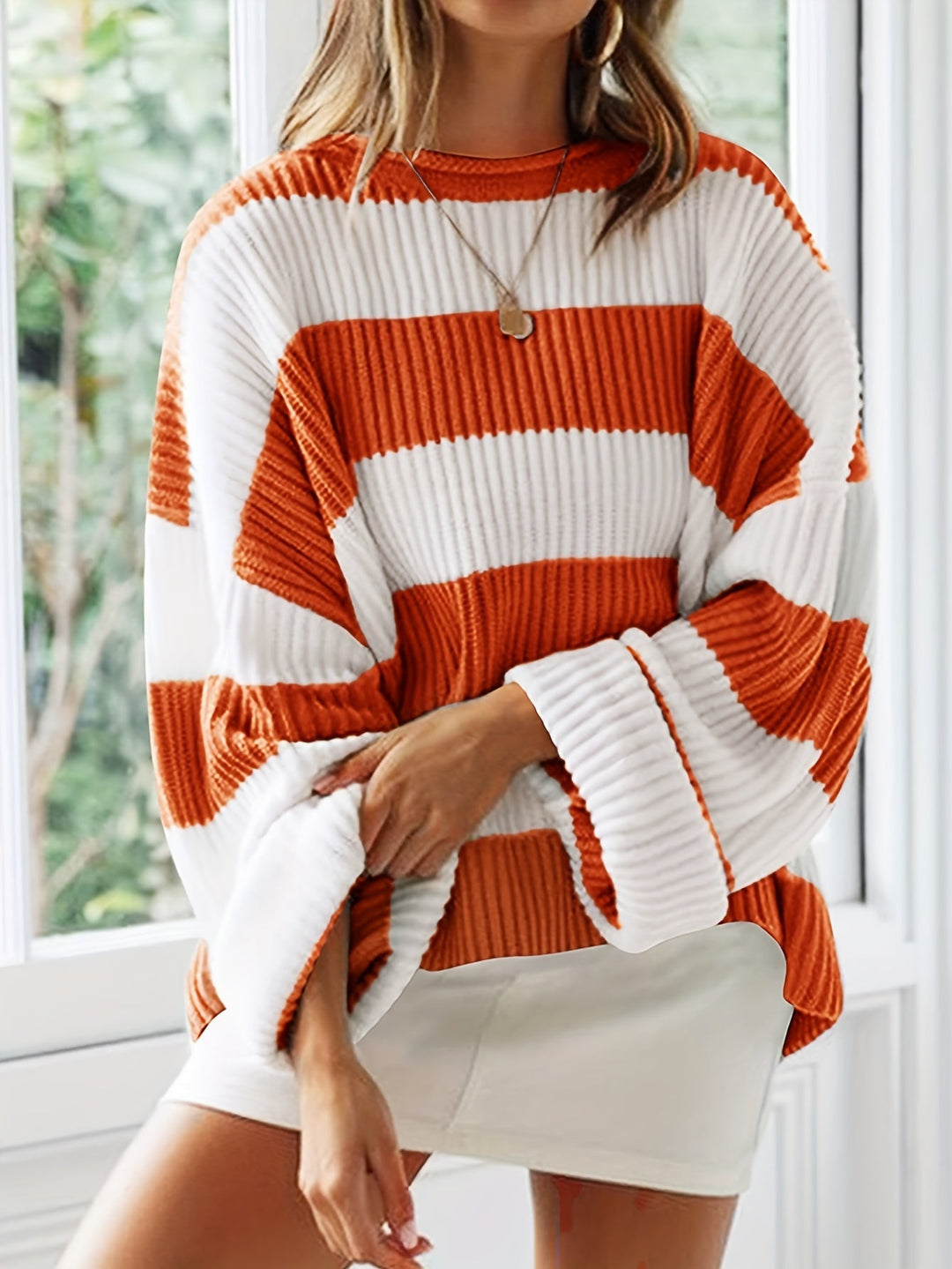 Chloe™ Striped Crew Neck Pullover