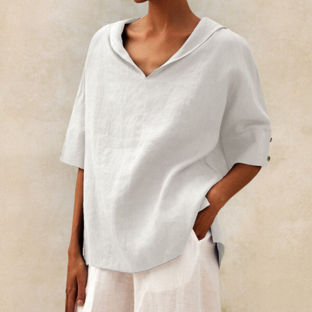 Romee™ | Women's V-Neck Casual Linen Shirt