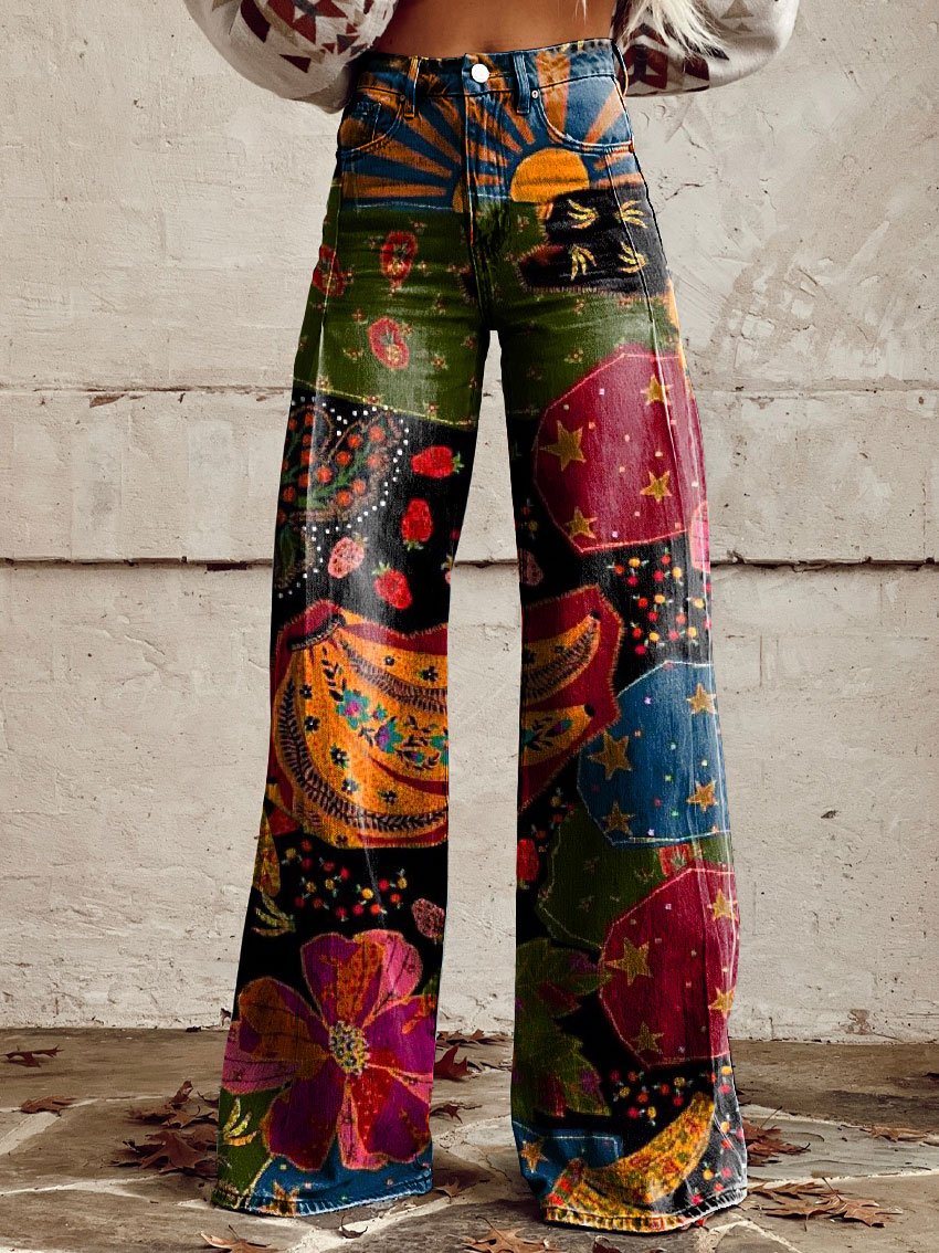 Rivaro™ | Boho Vintage Wide-Leg Pants