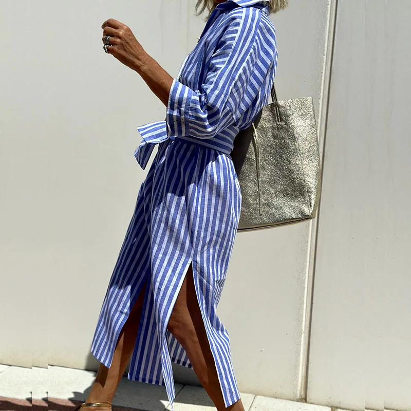 Nancy™ - Striped Shirt Dress