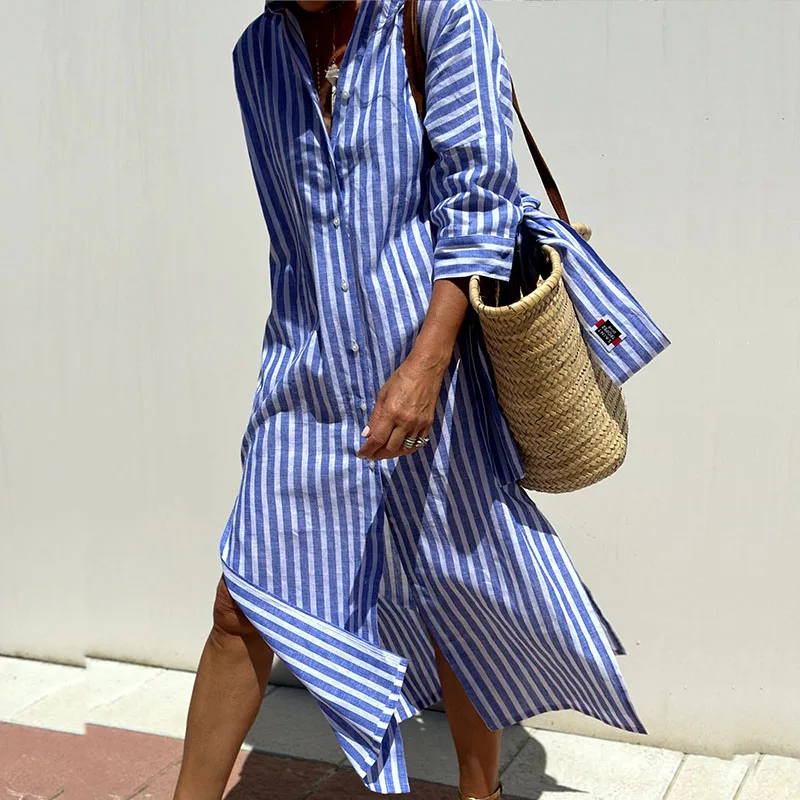 Nancy™ - Striped Shirt Dress