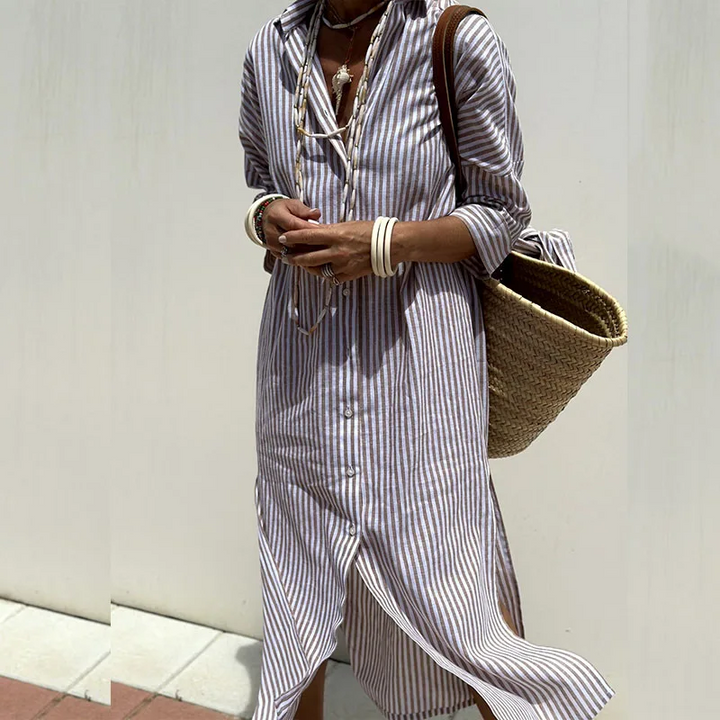 Nancy™ - Striped Shirt Dress