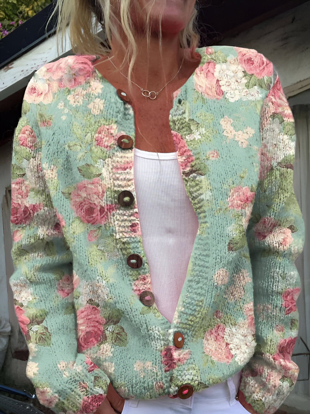 Mathilda - Luxuriöser Strickjacke mit Blumenmuster