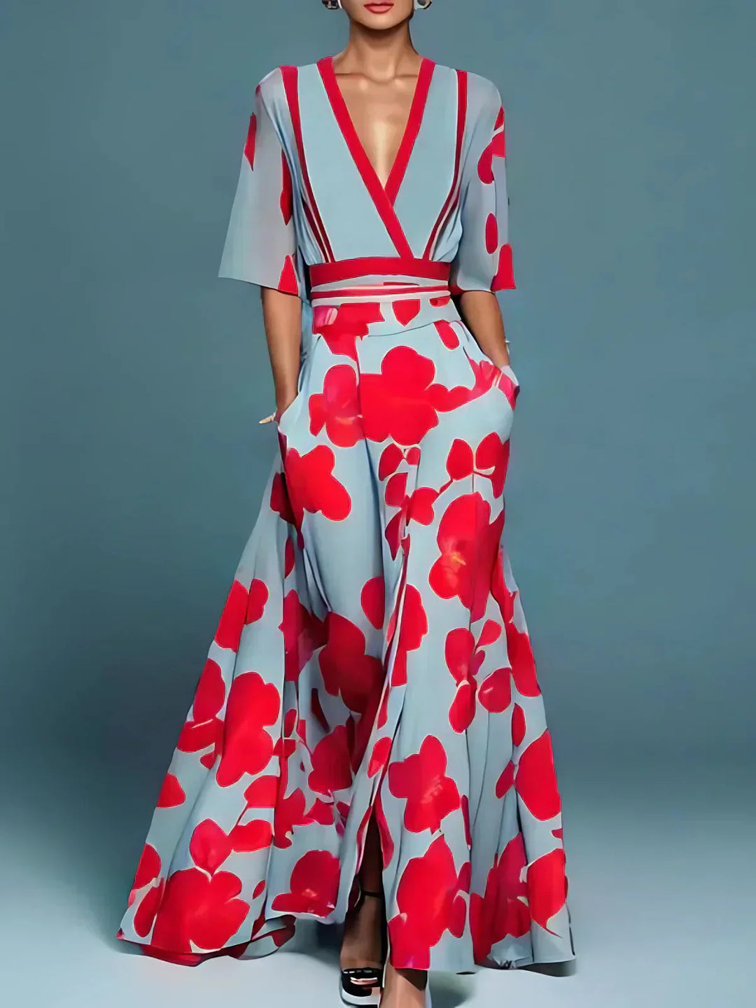 Anna™ | Elegant Flower Pattern Maxi Dress