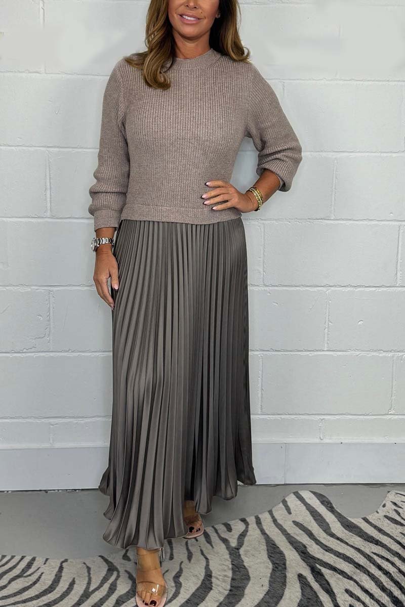 Erica™ | Long Sweater with Pleated Skirt