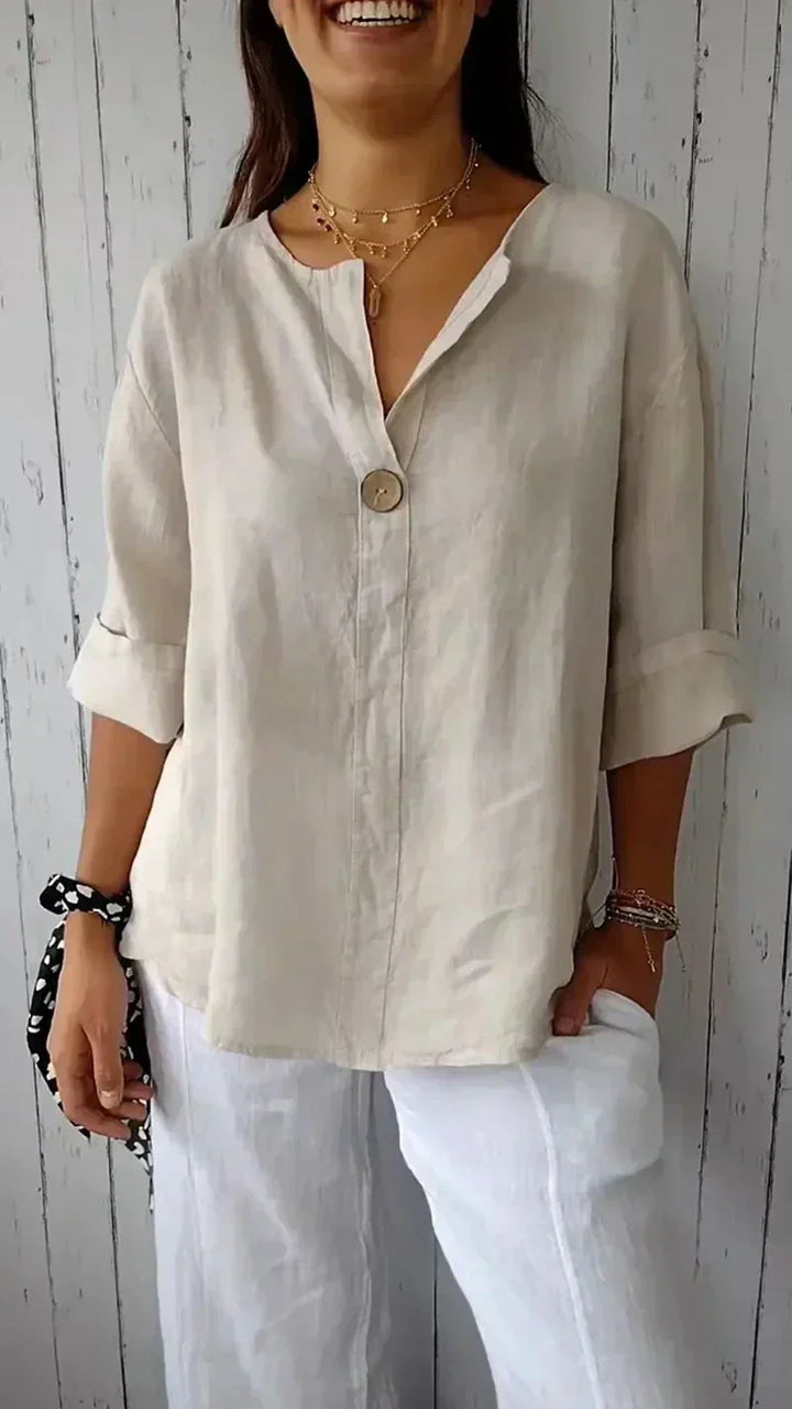 Emily™ | V-neck Mid-Sleeve Shirt