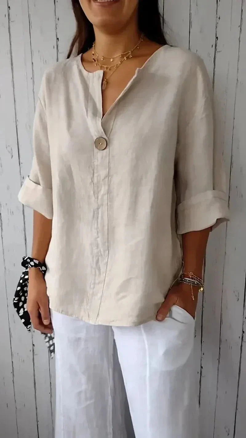 Emily™ | V-neck Mid-Sleeve Shirt