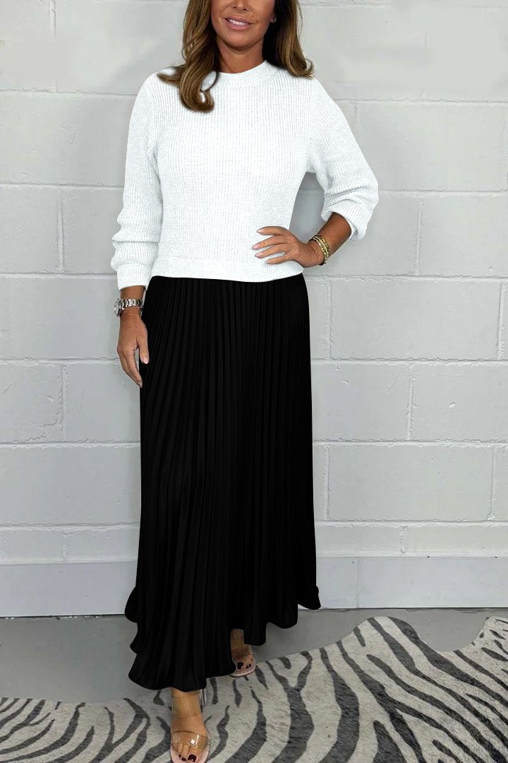 Erica™ | Long Sweater with Pleated Skirt